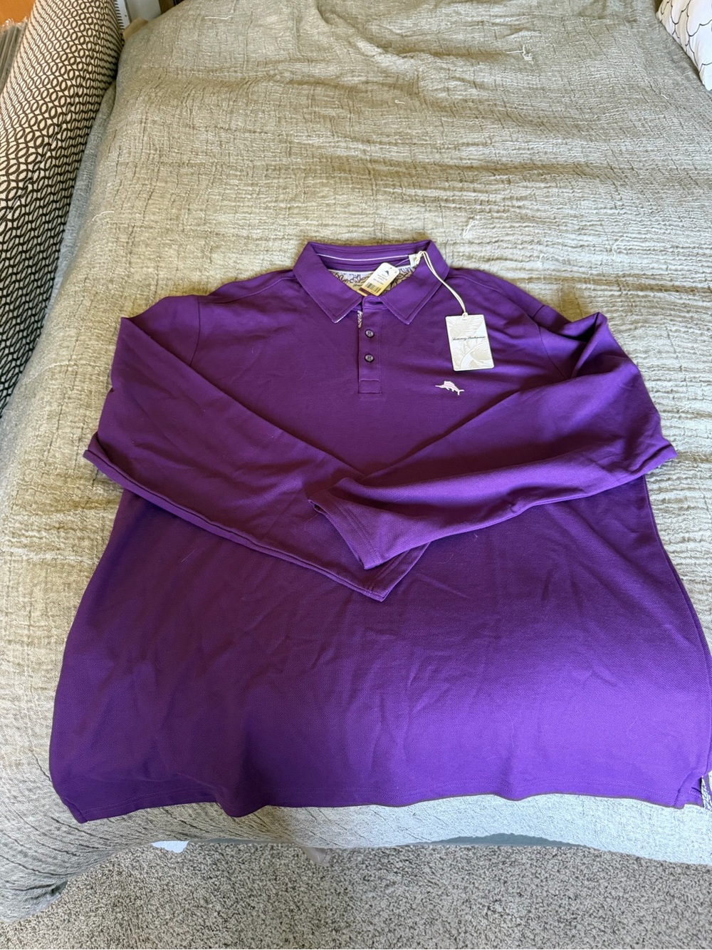 Tommy Bahama Purple Long-Sleeve Polo